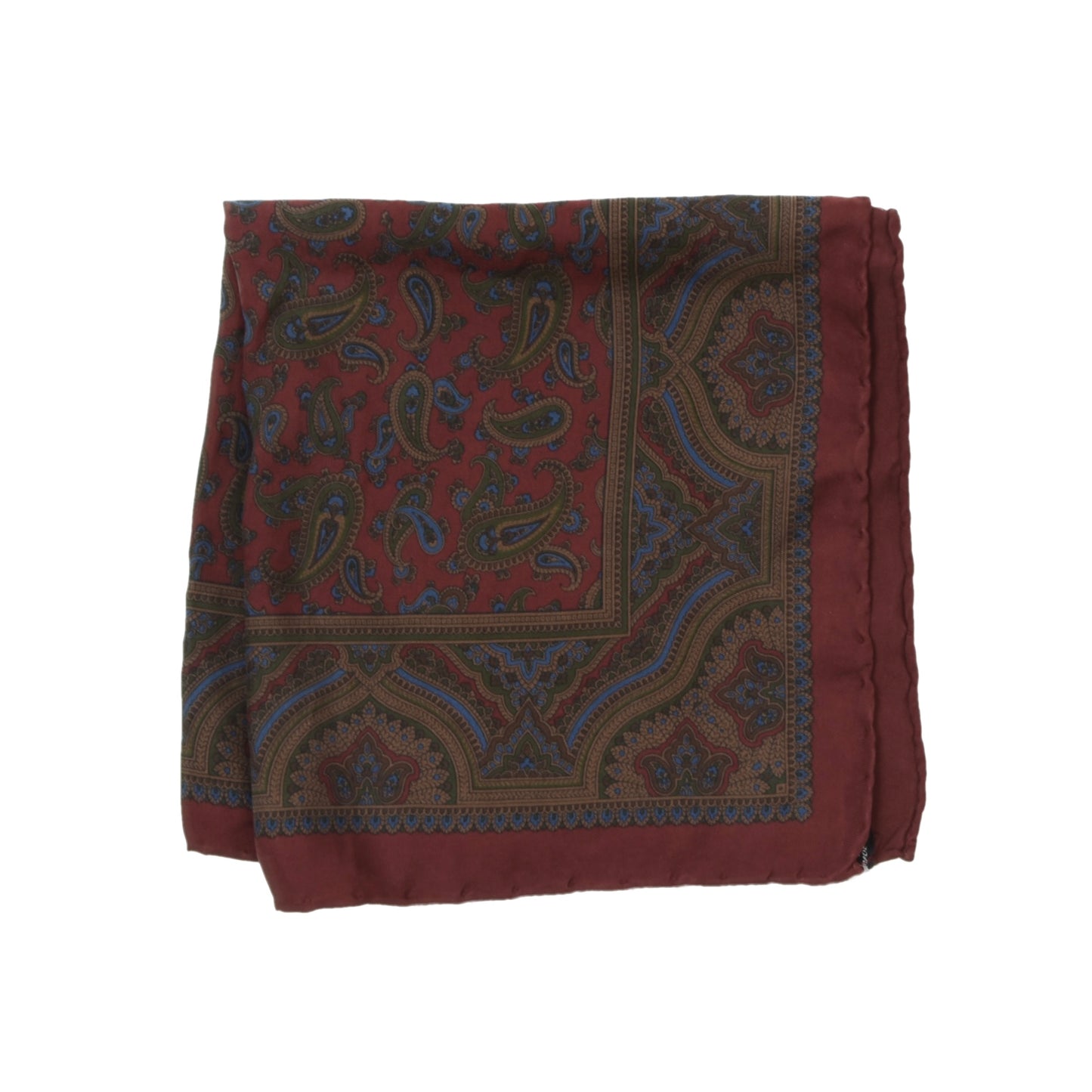 Altea Milano Ancient Madder Silk Pocket Square - Burgundy Paisley