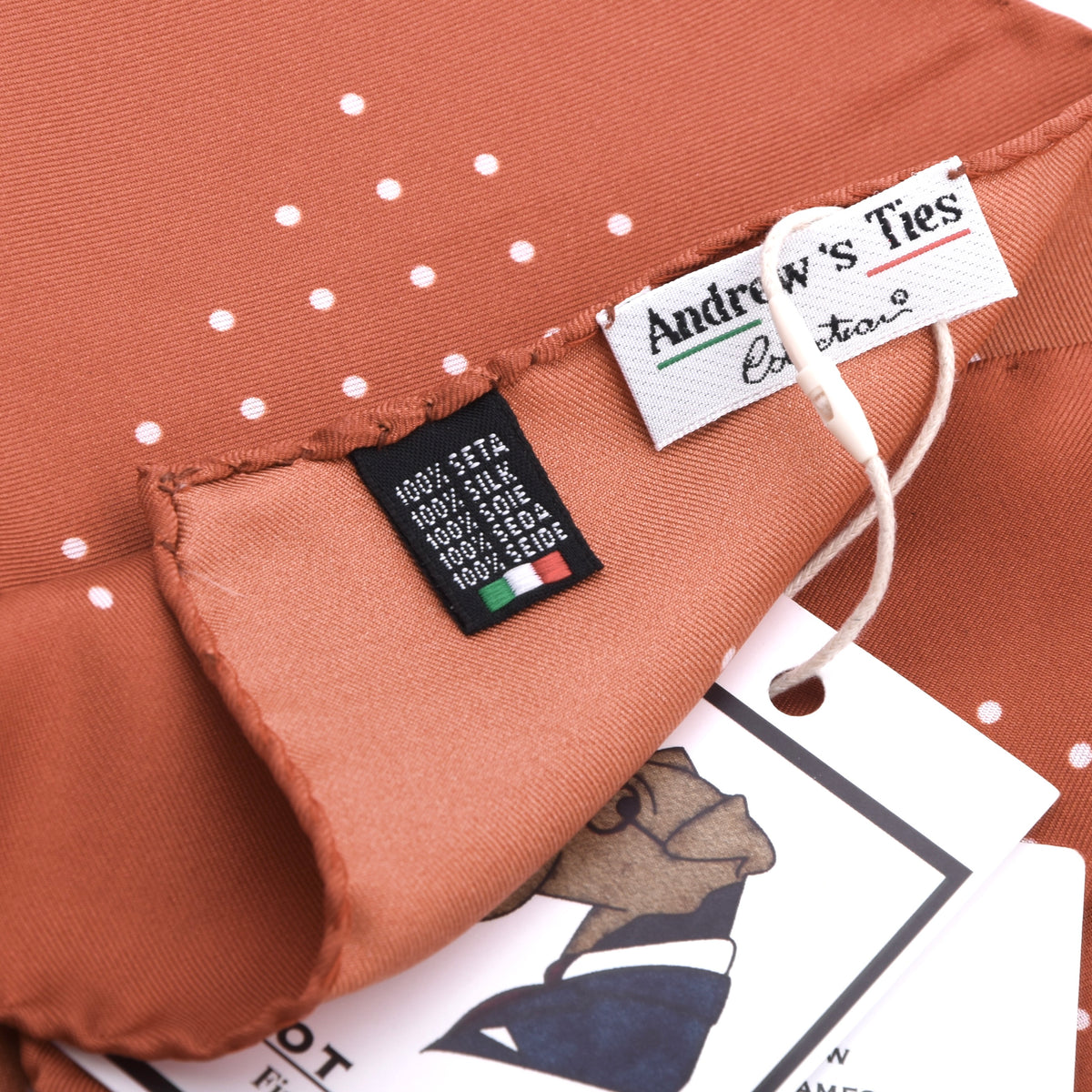 Andrew's Ties Collection Silk Pocket Square - Orange Polka Dot
