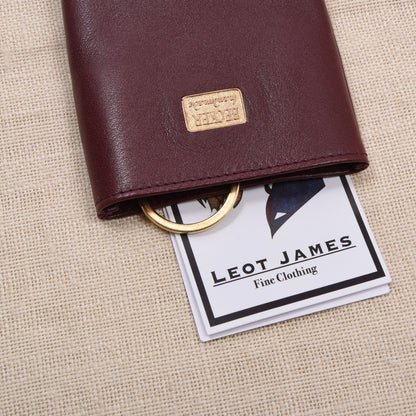 NOS Becker Handmade Leder Schlüsselanhänger - Burgunderrot