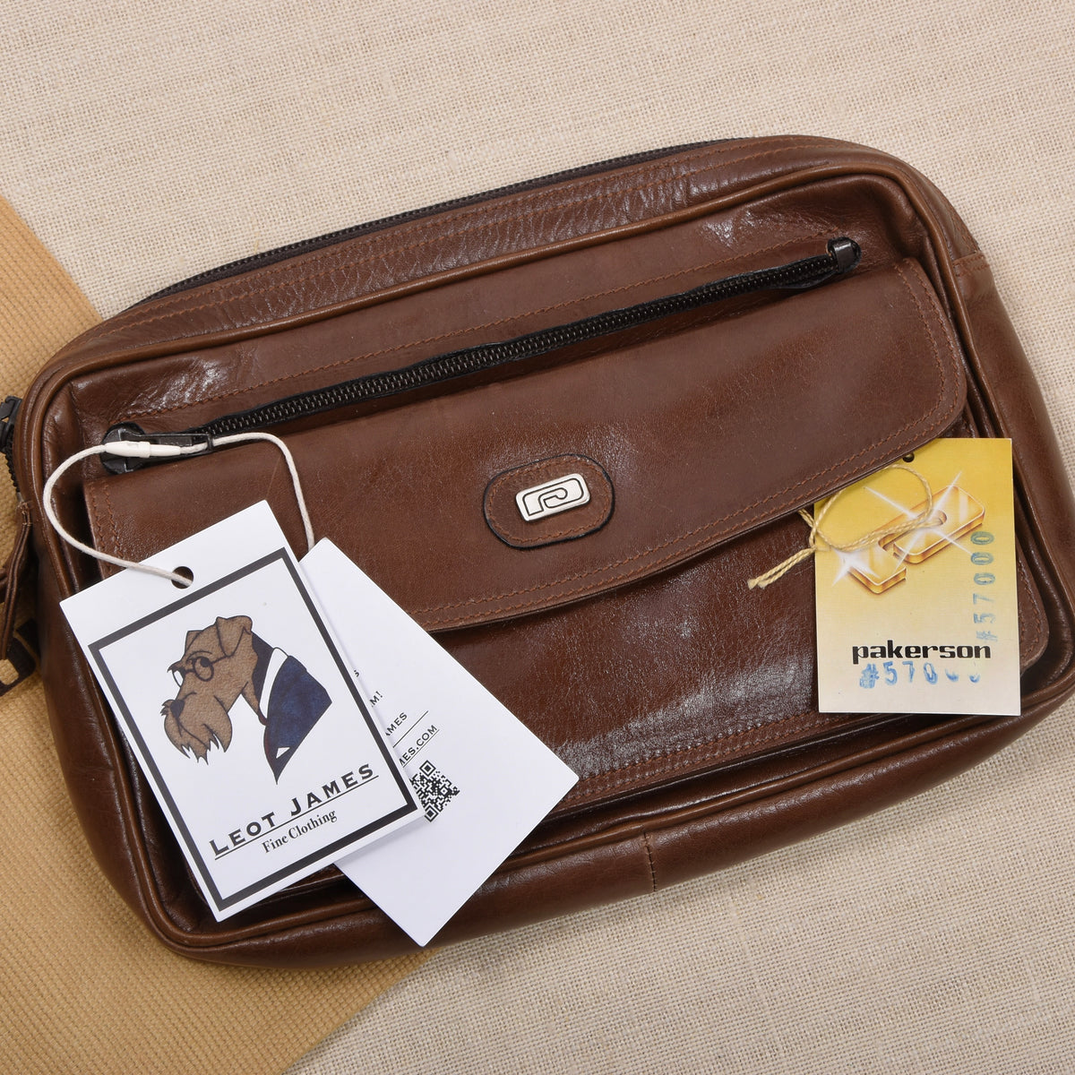 NOS Pakerson Leder Reiseorganizer  ca. 24,5cm - Braun