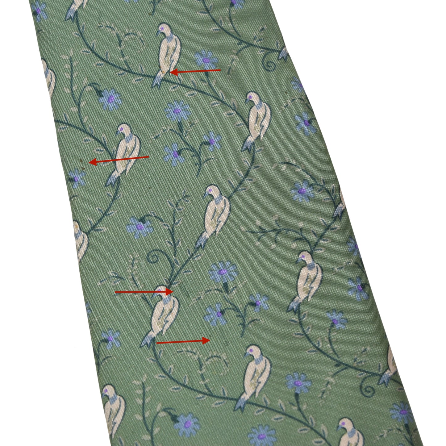 Hermès Paris Silk Tie 7185UA ca. 139cm/8.5cm - Green Doves