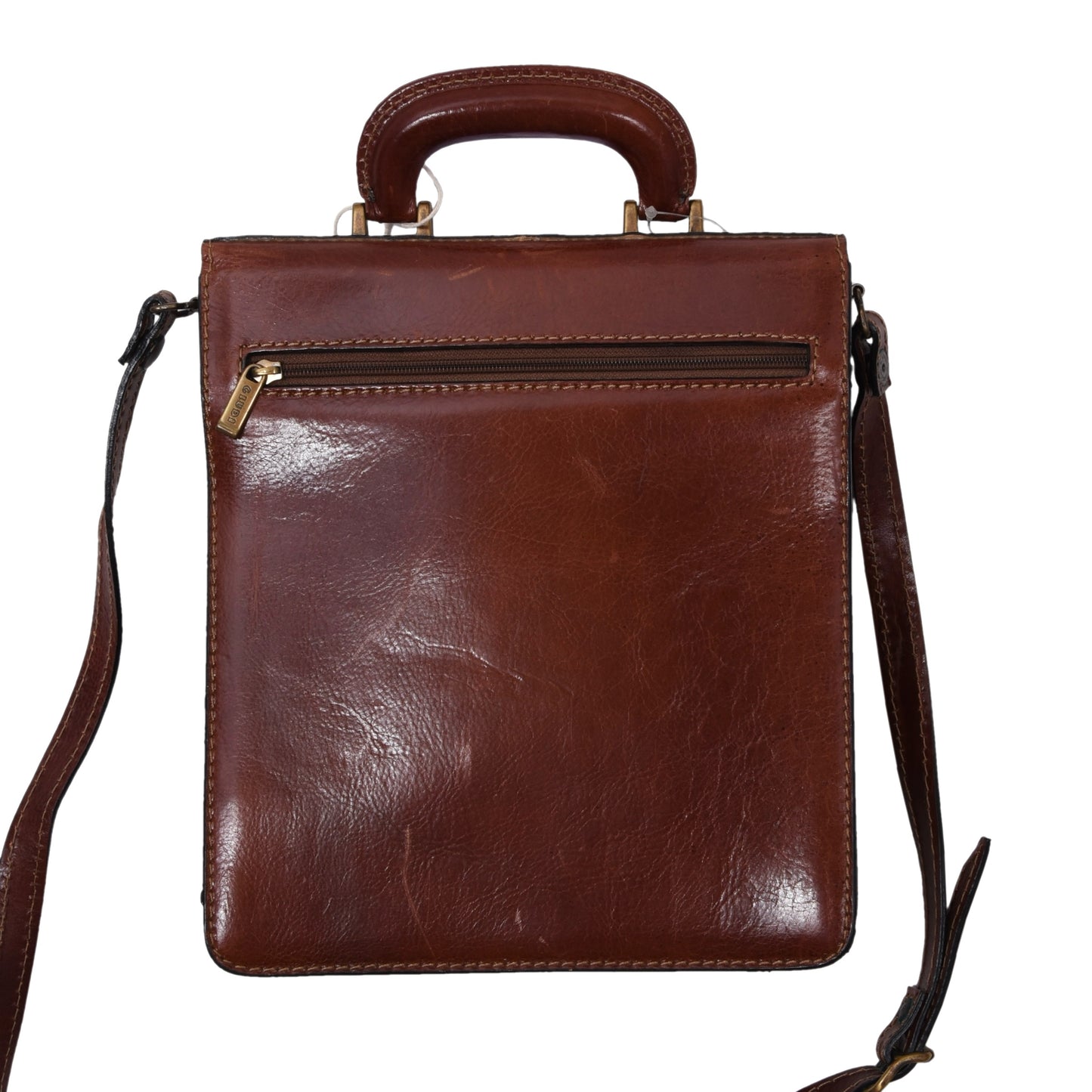 NWT Giudi Leather Messenger Bag ca. 26cm - Dark Brown