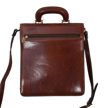 NWT Giudi Leather Messenger Bag ca. 26cm - Dark Brown