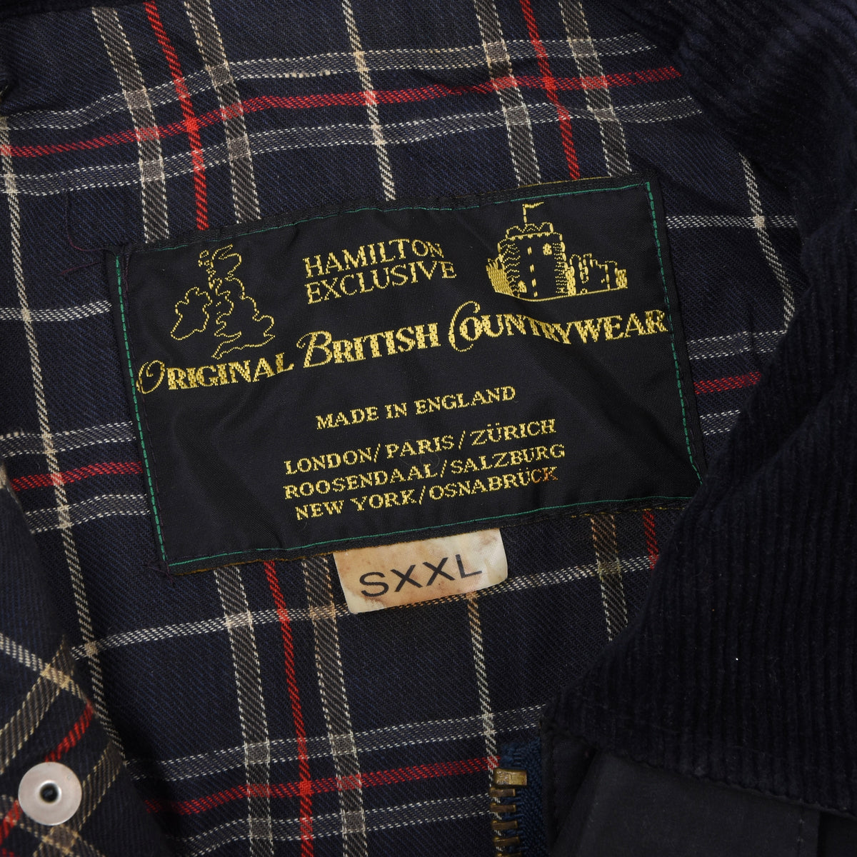 Hamilton Exclusive Waxed Jacket Size XXL Chest 79.5cm Made in England - Navy Blue