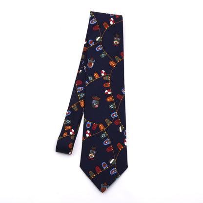 Etro Milano Seide Krawatte Made in Italy - Marineblau Nautical Wappen