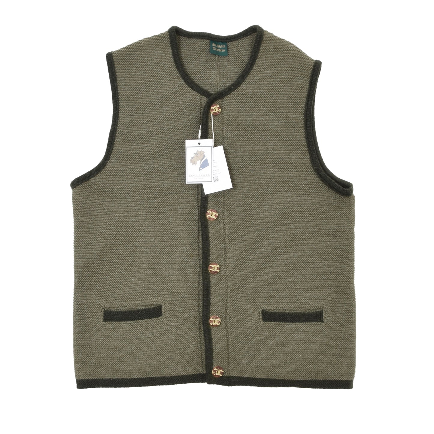 St. Peter Trachten Wool Sweater Vest Size 54 Chest ca. 56cm - Green