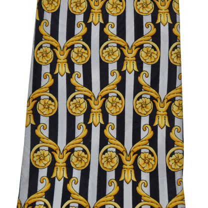 Gianni Versace Vintage Silk Tie ca. 146.5cm/9.5cm - Black/Silver Baroccco