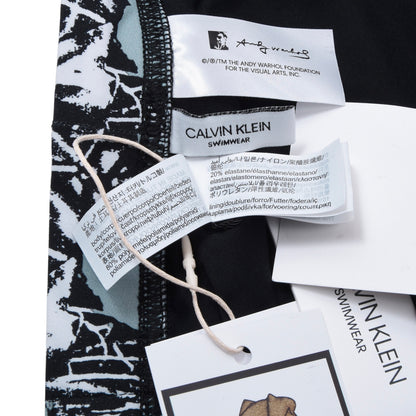 Neu mit Etikett: Andy Warhol x Calvin Klein Badehose, Größe M – Blau-Hibiskus