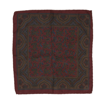 Altea Milano Ancient Madder Silk Pocket Square - Burgundy Paisley