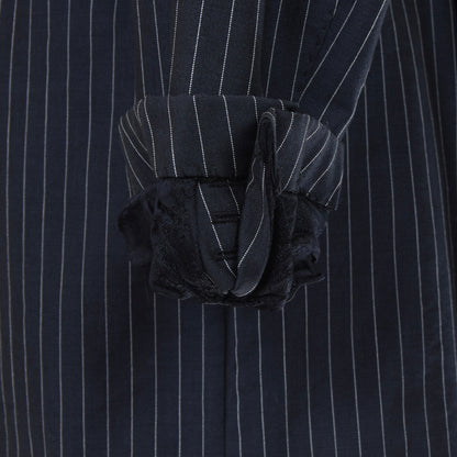 Tagliatore Wool-Cotton Suit Size 52 -Navy Pinstripes