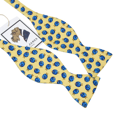 The Tie Rack Silk Bow Tie - Yellow Ladybug Print