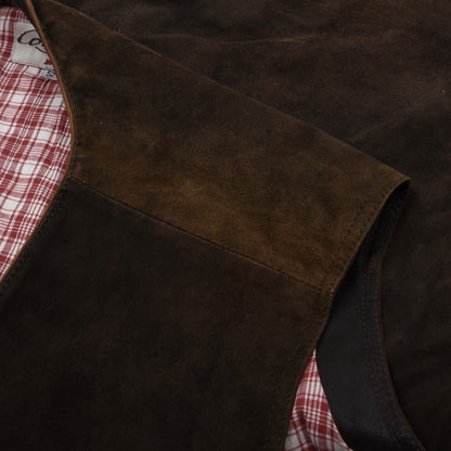Country Maddox Ziegenvelourslederweste/Trachtengilet Größe 52 ca. 59,5cm – Dunkelbraun