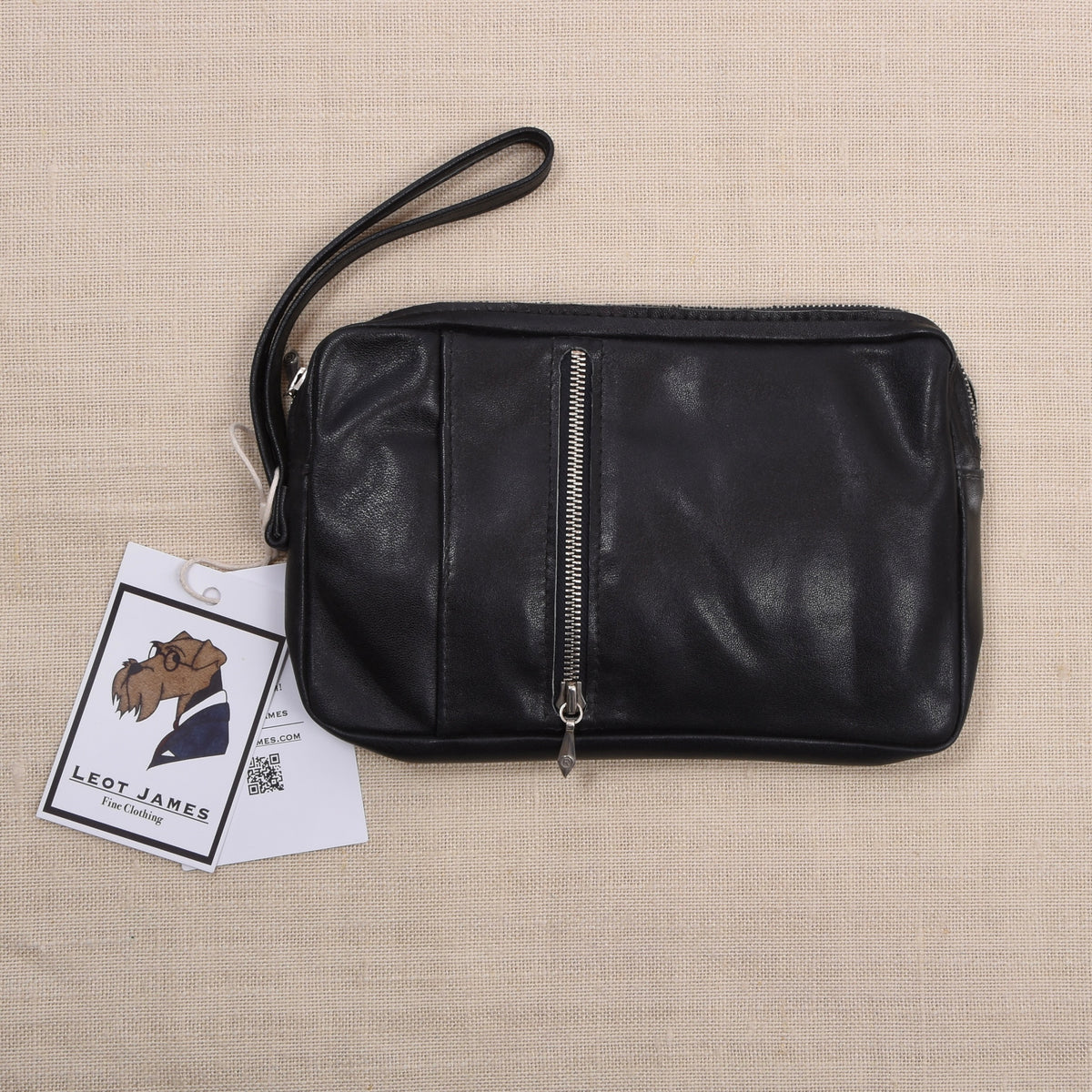 NOS Butterweich Leder Reiseetui/Pouch ca. 20cm - Schwarz
