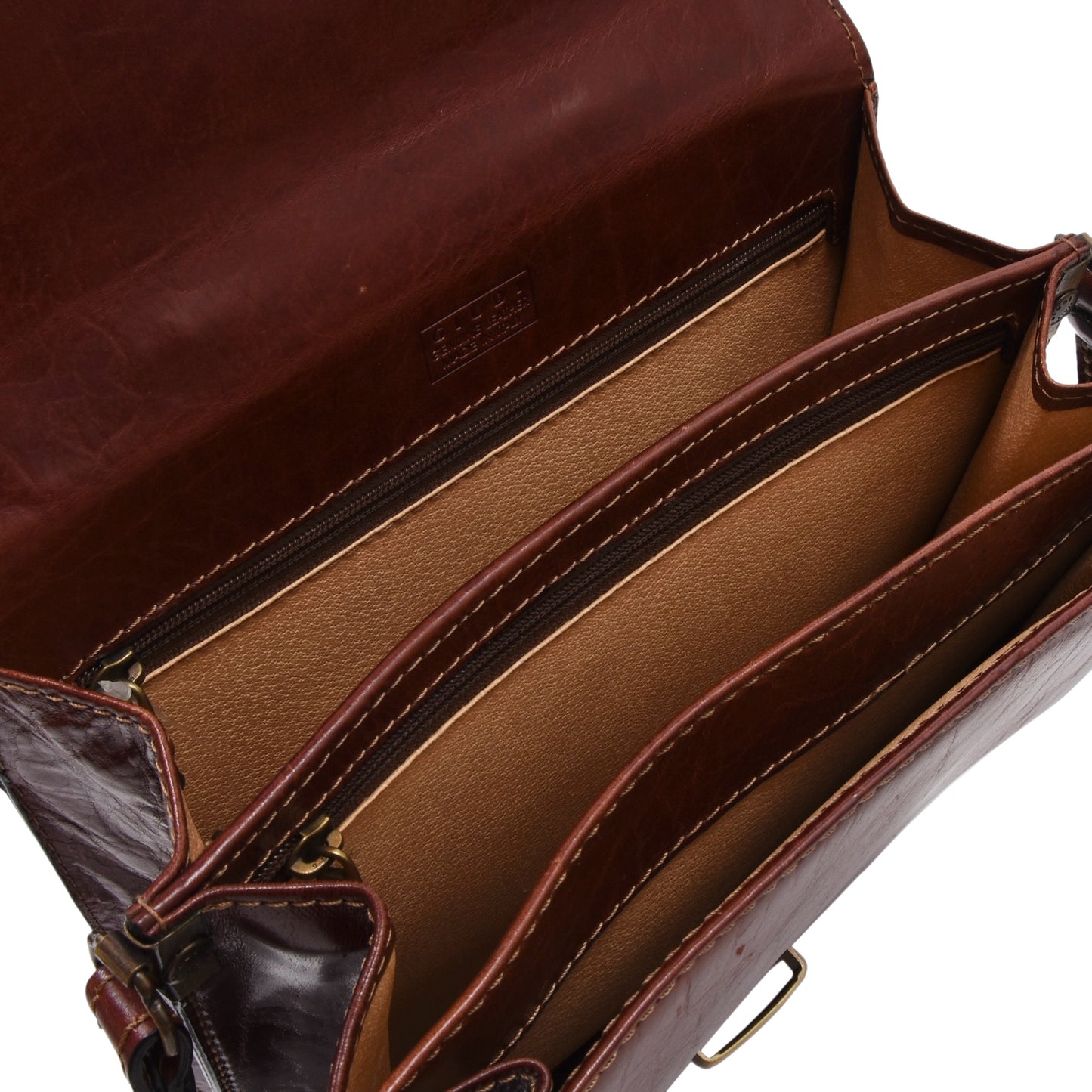 NWT Giudi Leather Messenger Bag ca. 26cm - Dark Brown