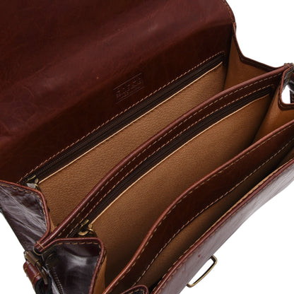 NWT Giudi Leather Messenger Bag ca. 26cm - Dark Brown