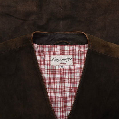 Country Maddox Ziegenvelourslederweste/Trachtengilet Größe 52 ca. 59,5cm – Dunkelbraun