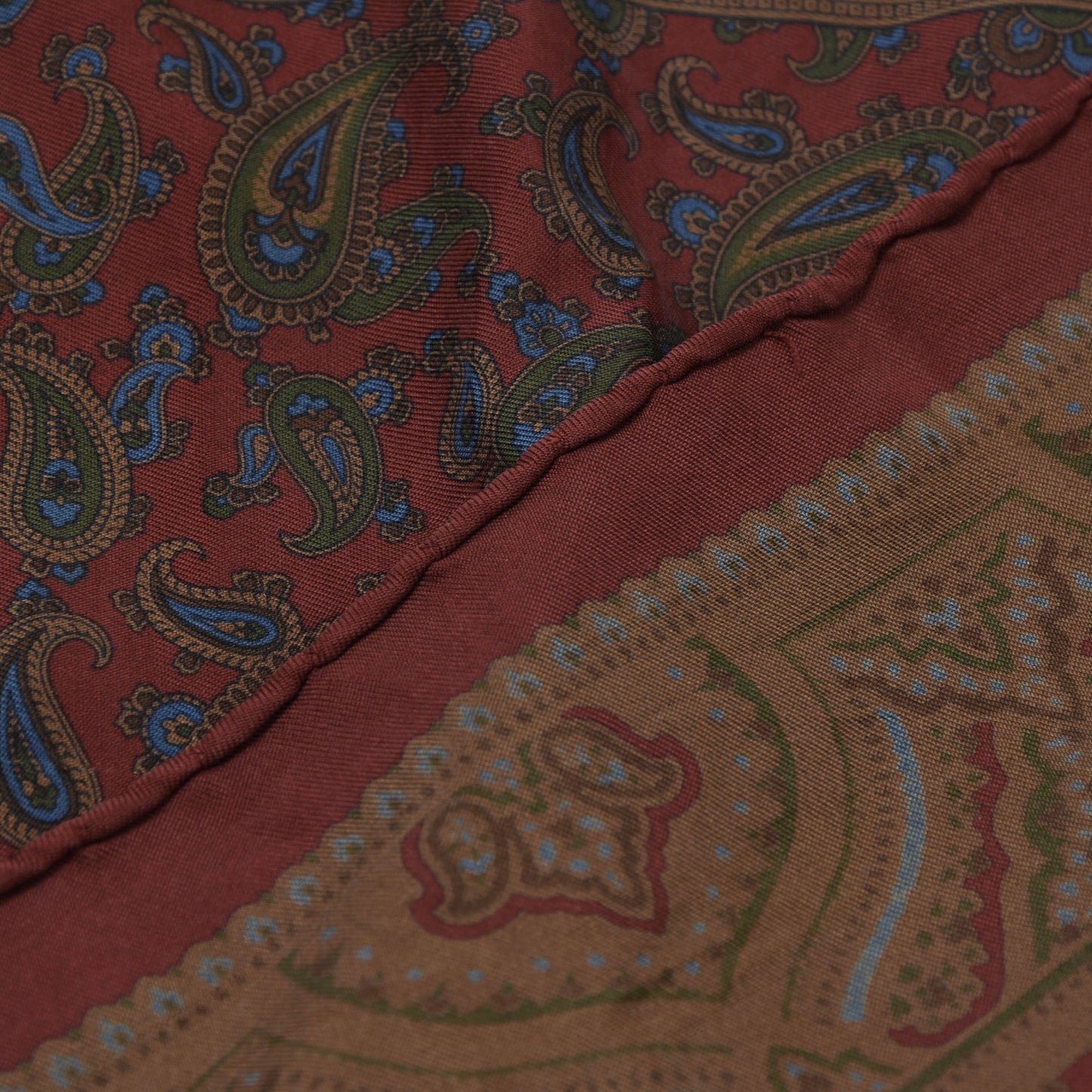 Altea Milano Ancient Madder Silk Pocket Square - Burgundy Paisley