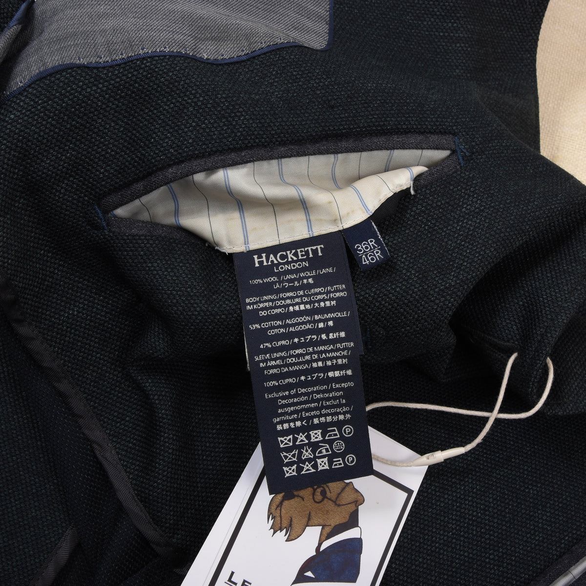 Hackett London 100% Wool 1/4 Lined Jacket Size 46 / 36 - Dark Green