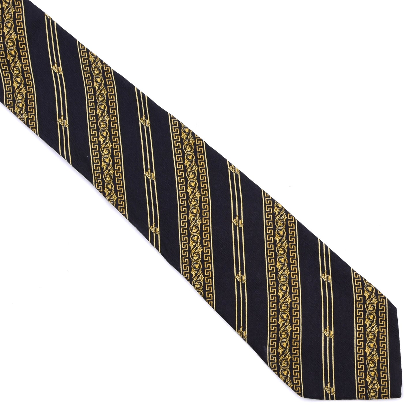 Vintage V2 Versace Seidenkrawatte ca. 150cm/9cm - Schwarz/Gold Barock