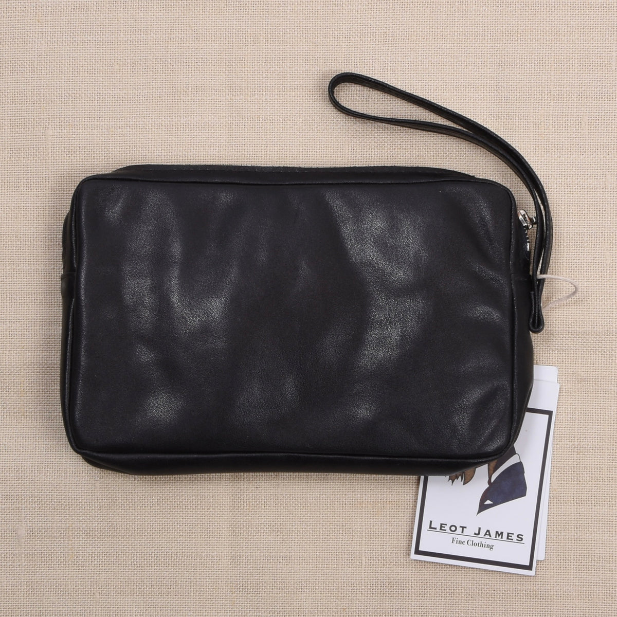 NOS Butterweich Leder Reiseetui/Pouch ca. 20cm - Schwarz