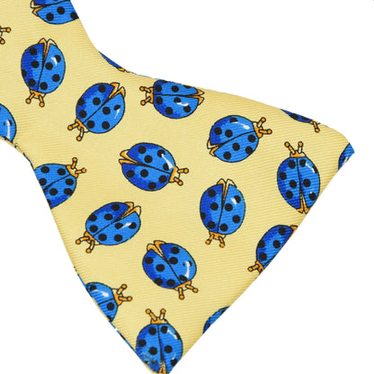 The Tie Rack Silk Bow Tie - Yellow Ladybug Print