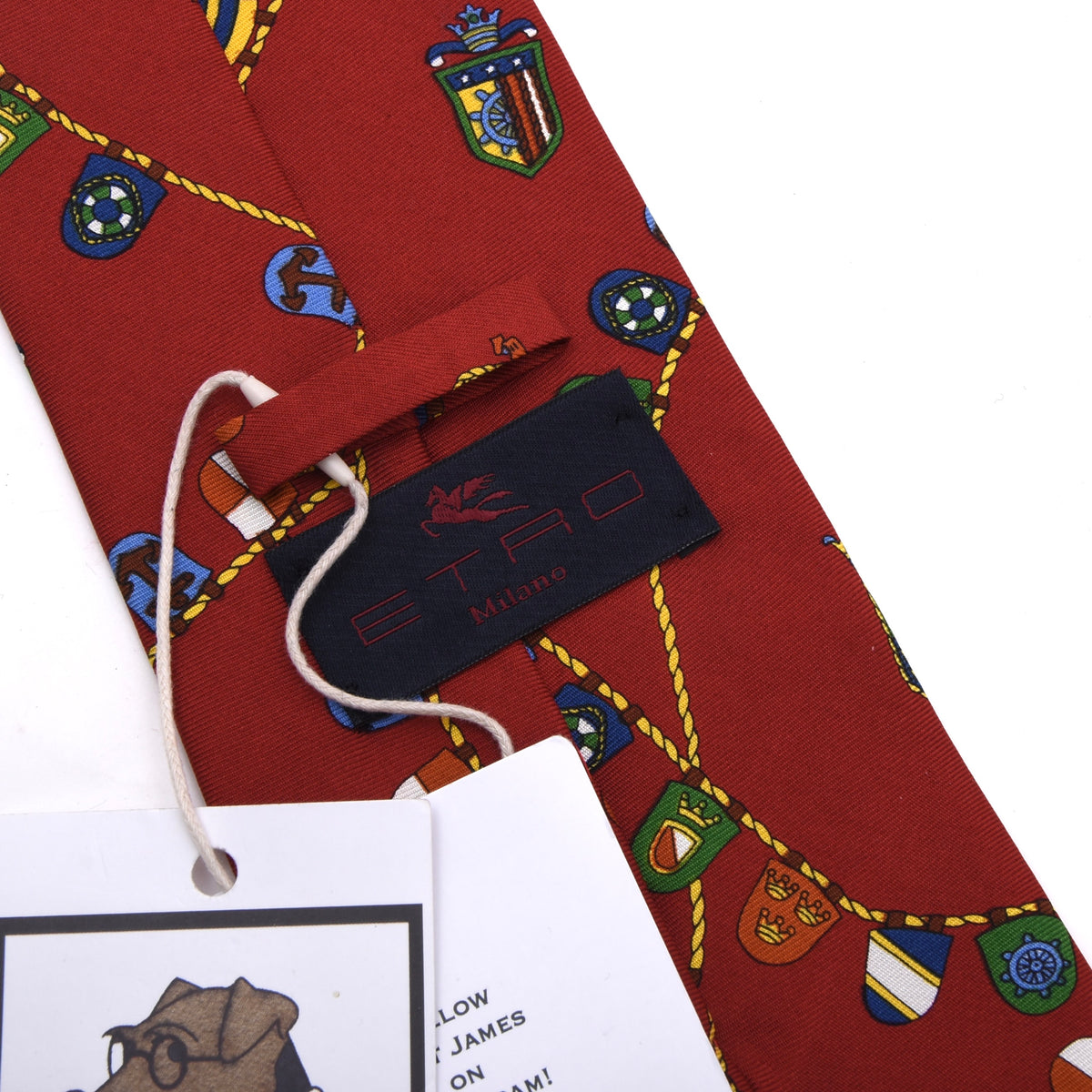 Etro Milano Seide Krawatte Made in Italy - Rot Nautical Wappen