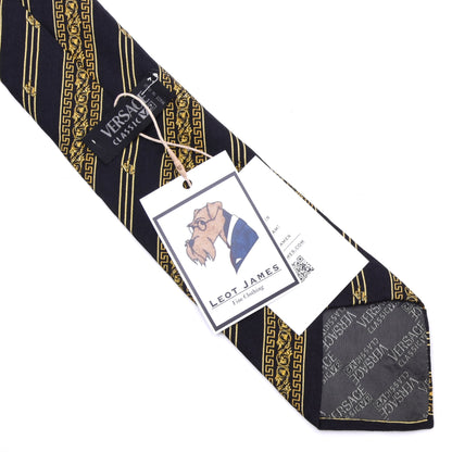 Vintage V2 Versace Seidenkrawatte ca. 150cm/9cm - Schwarz/Gold Barock