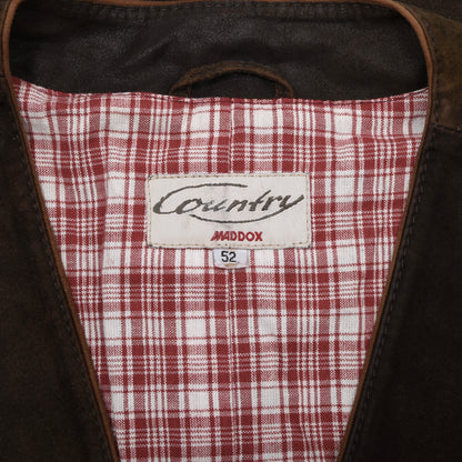 Country Maddox Ziegenvelourslederweste/Trachtengilet Größe 52 ca. 59,5cm – Dunkelbraun