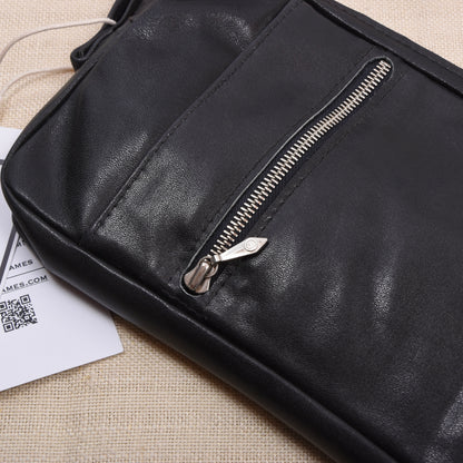 NOS Butterweich Leder Reiseetui/Pouch ca. 20cm - Schwarz