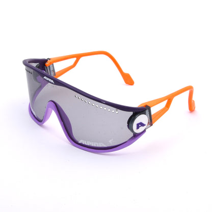 Vintage Alpina Superbike S Shield Radsport-Sonnenbrille Made in West Germany - Lila/Orange
