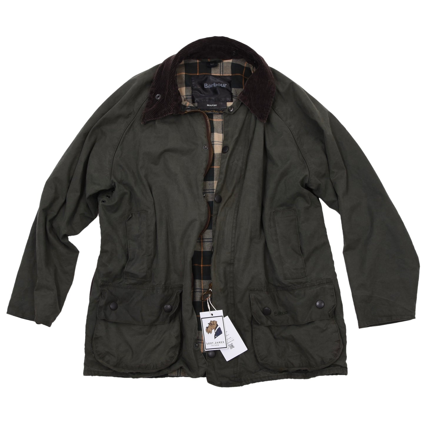 Barbour Beaufort Waxed Jacket Size 42 Chest ca. 61cm - Green
