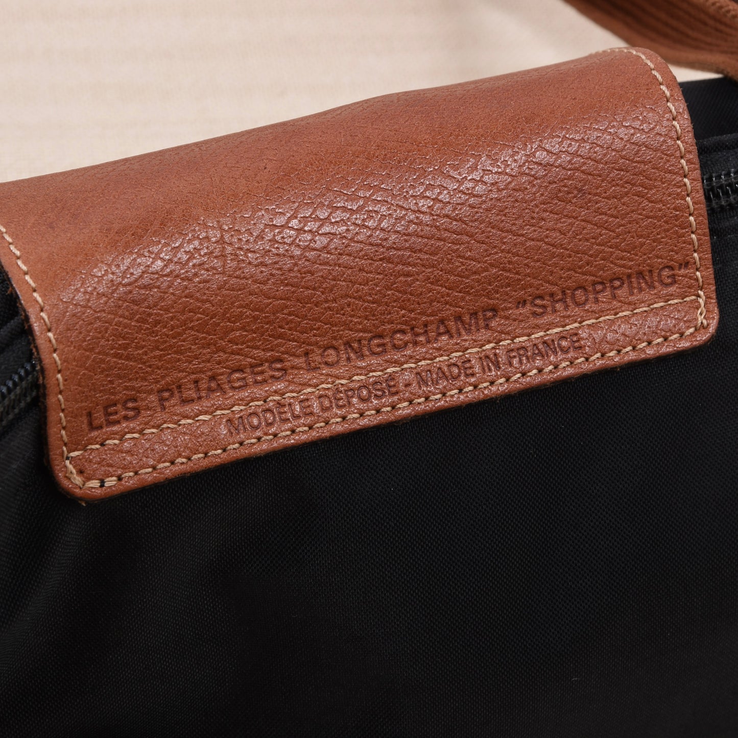 Longchamp Paris Le Pliage "Shopping" Tasche ca. 34cm Made in France - Schwarz