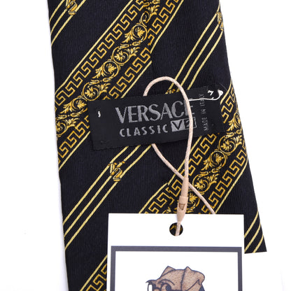 Vintage V2 Versace Seidenkrawatte ca. 150cm/9cm - Schwarz/Gold Barock