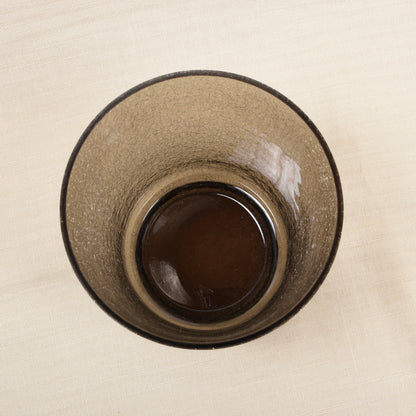 Vintage Mid-Century Eiswürfelbehälter aus Rauchglas mit Craquelé-Optik und 3 Gläsern