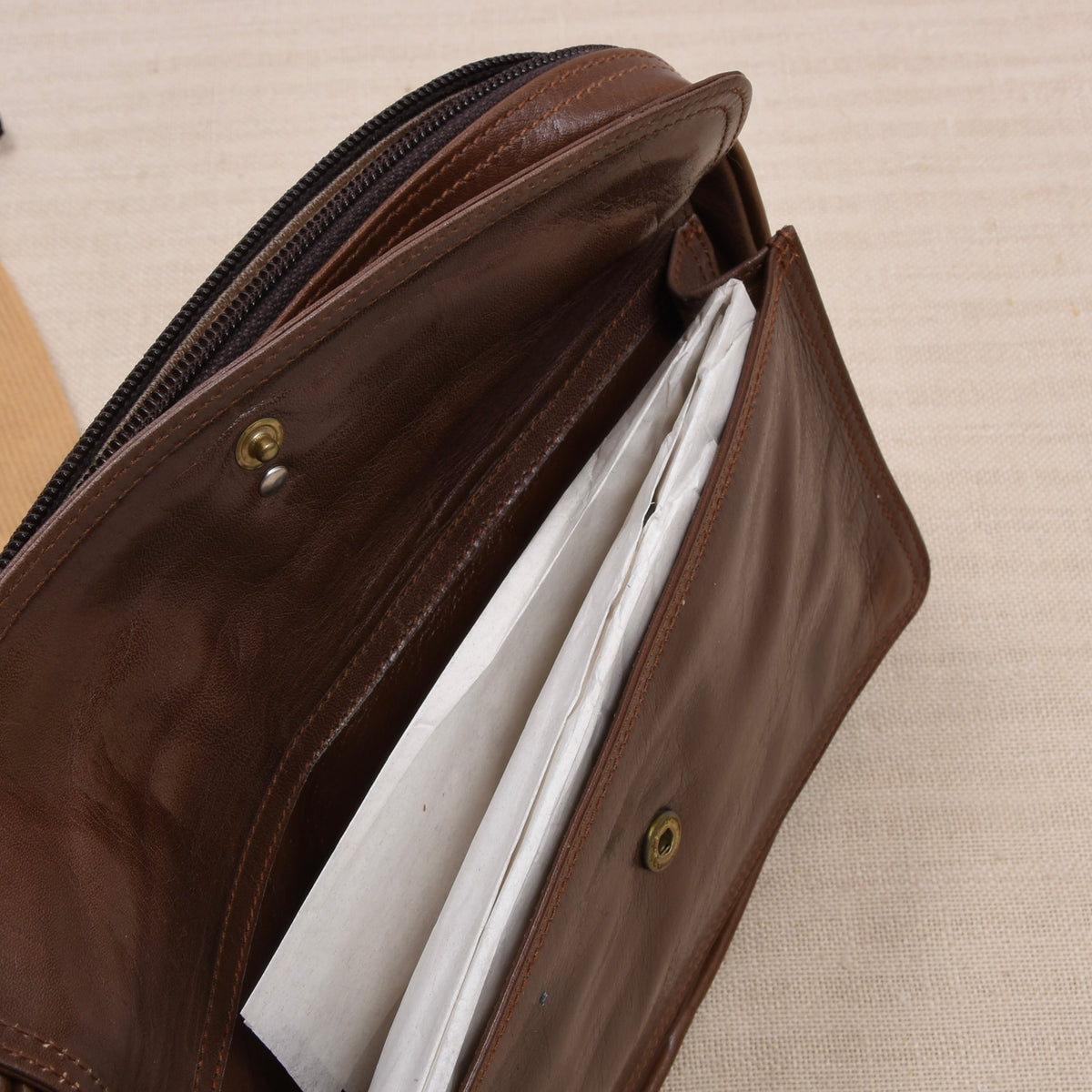 NOS Pakerson Leder Reiseorganizer  ca. 24,5cm - Braun