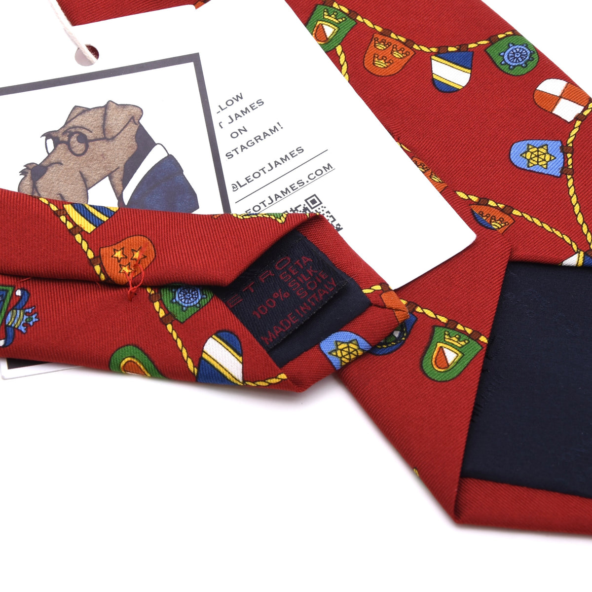 Etro Milano Seide Krawatte Made in Italy - Rot Nautical Wappen
