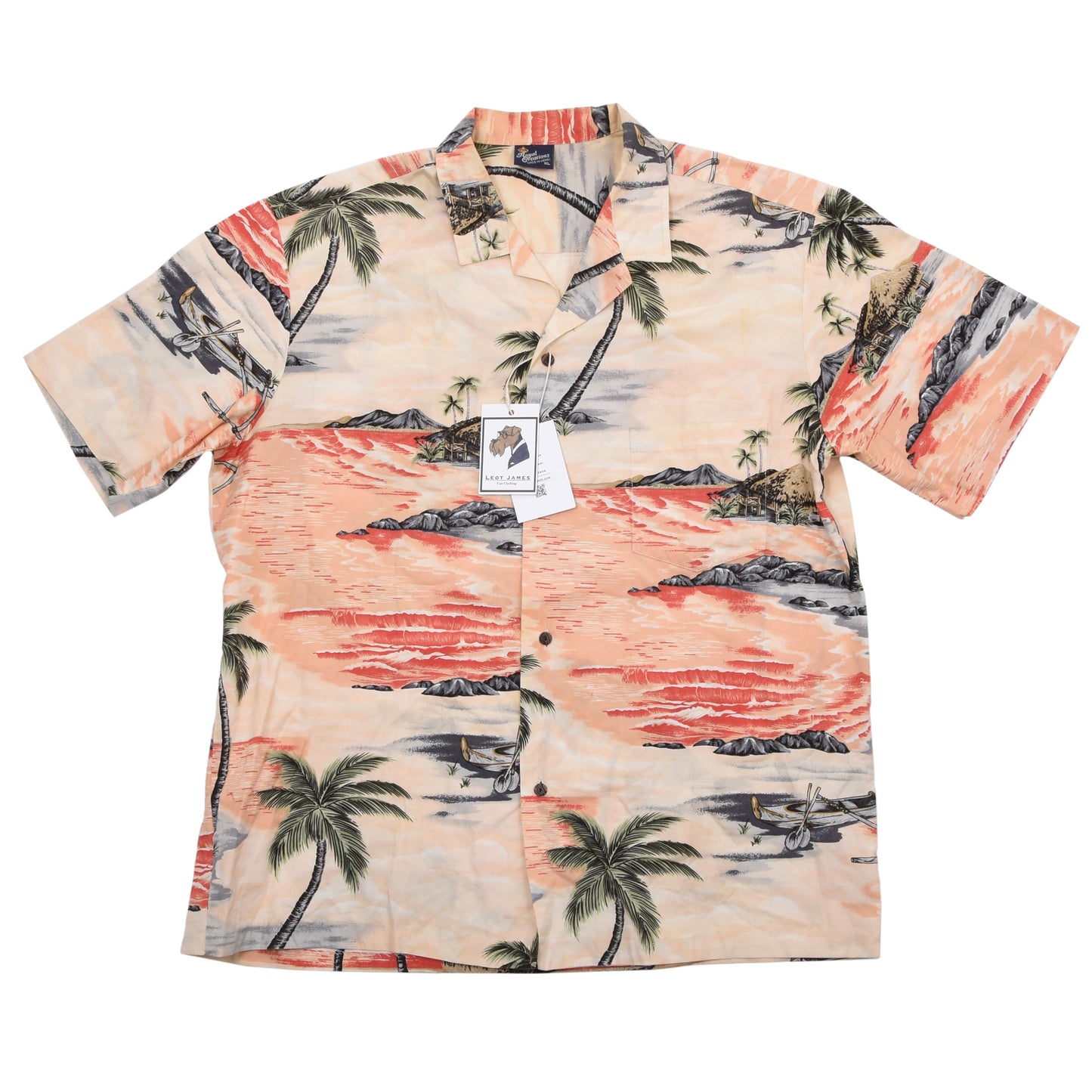 Royal Creations Aloha Shirt Size XL ca. 64cm Made in Hawaii - Palm Print