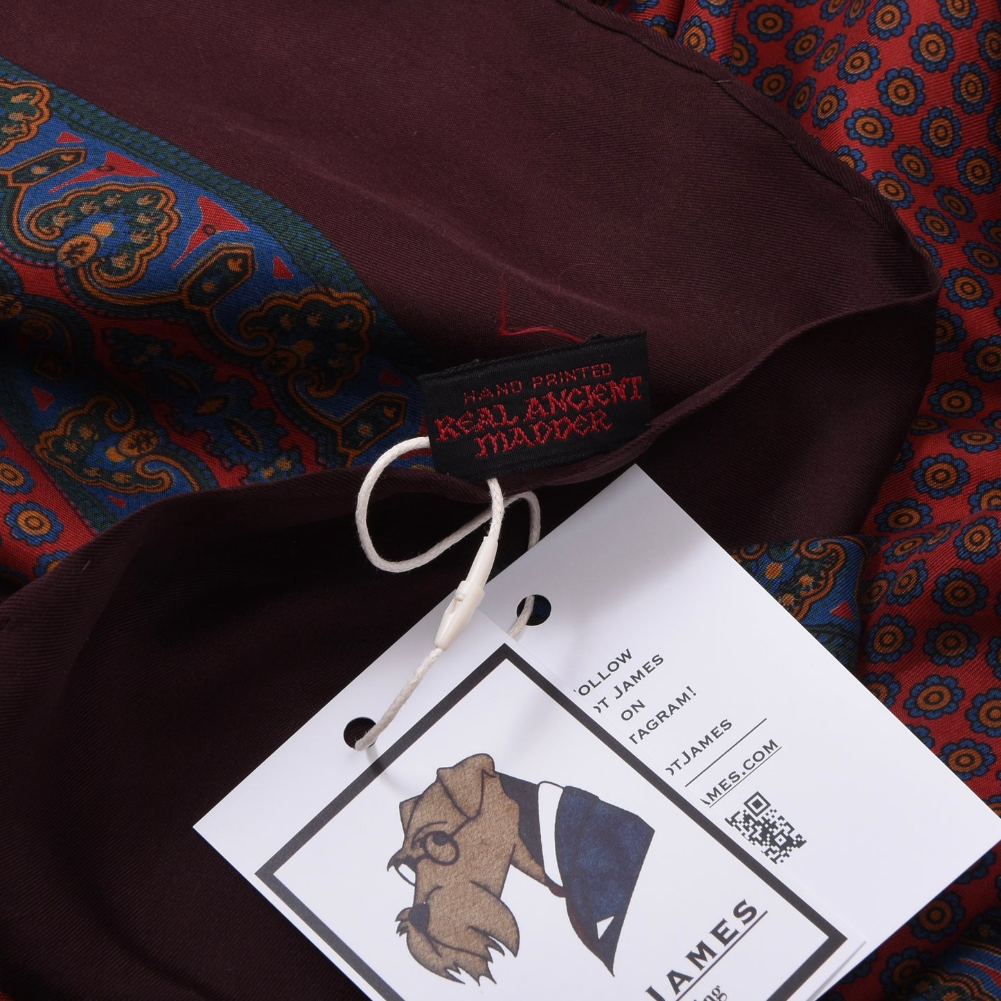 Ancient Madder Silk Scarf ca. 88.5cm - Neat Floral