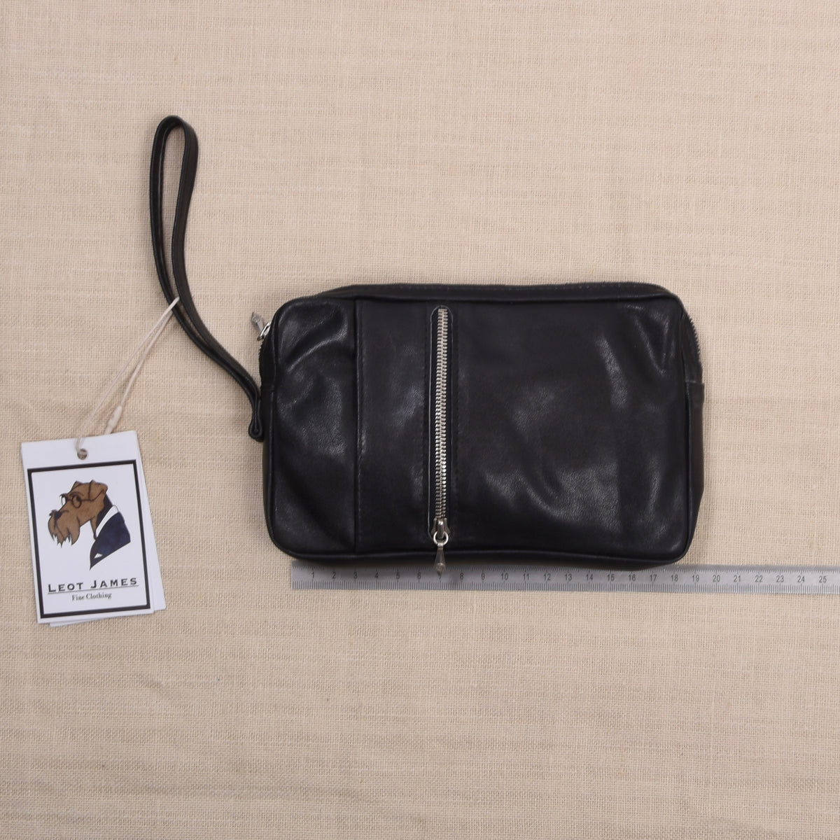 NOS Butterweich Leder Reiseetui/Pouch ca. 20cm - Schwarz