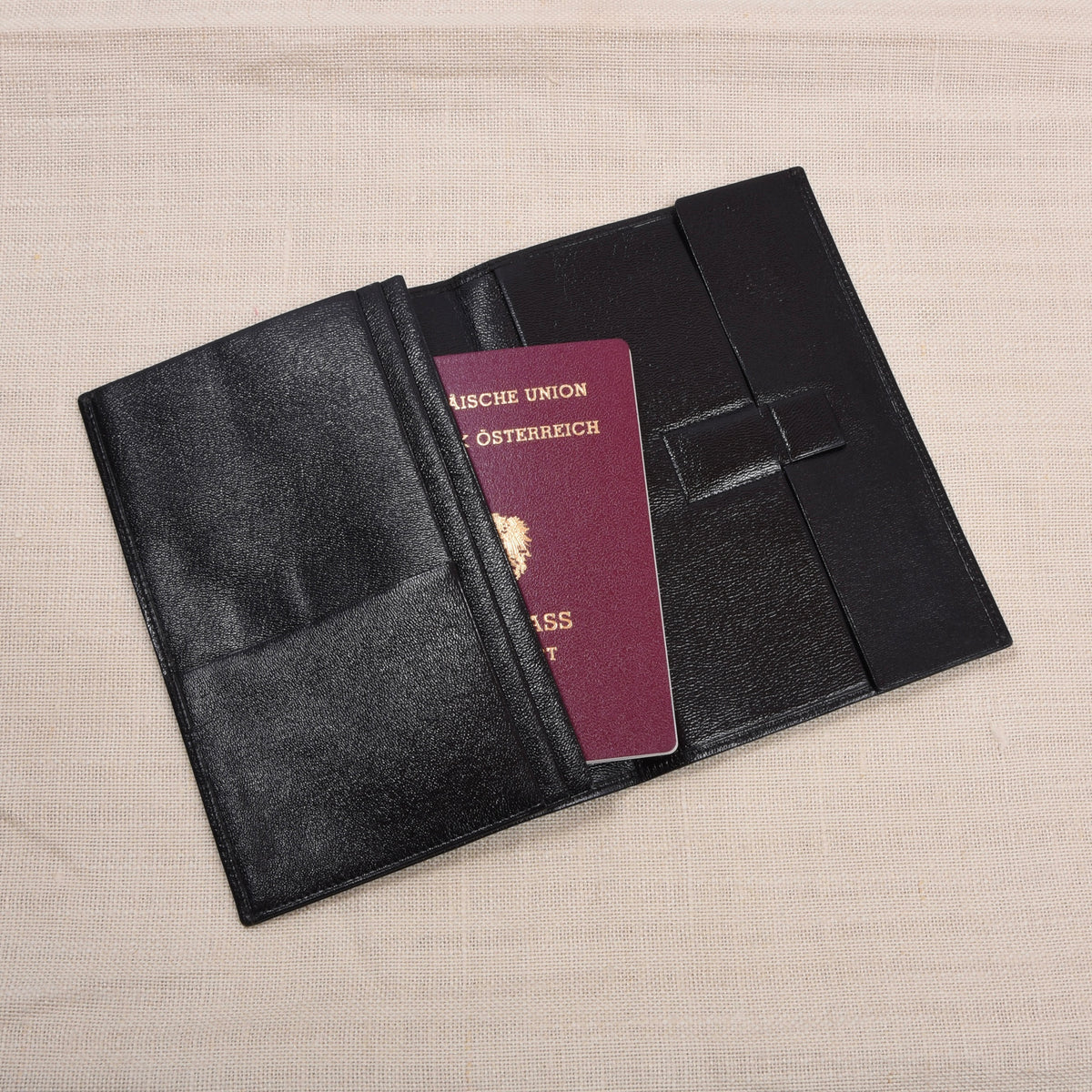 NOS Luxury Leather Travel Wallet Multi Pocket ca. 12cm - Black