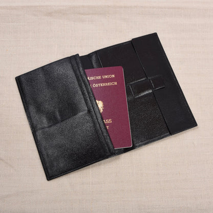 NOS Luxury Leather Travel Wallet Multi Pocket ca. 12cm - Black