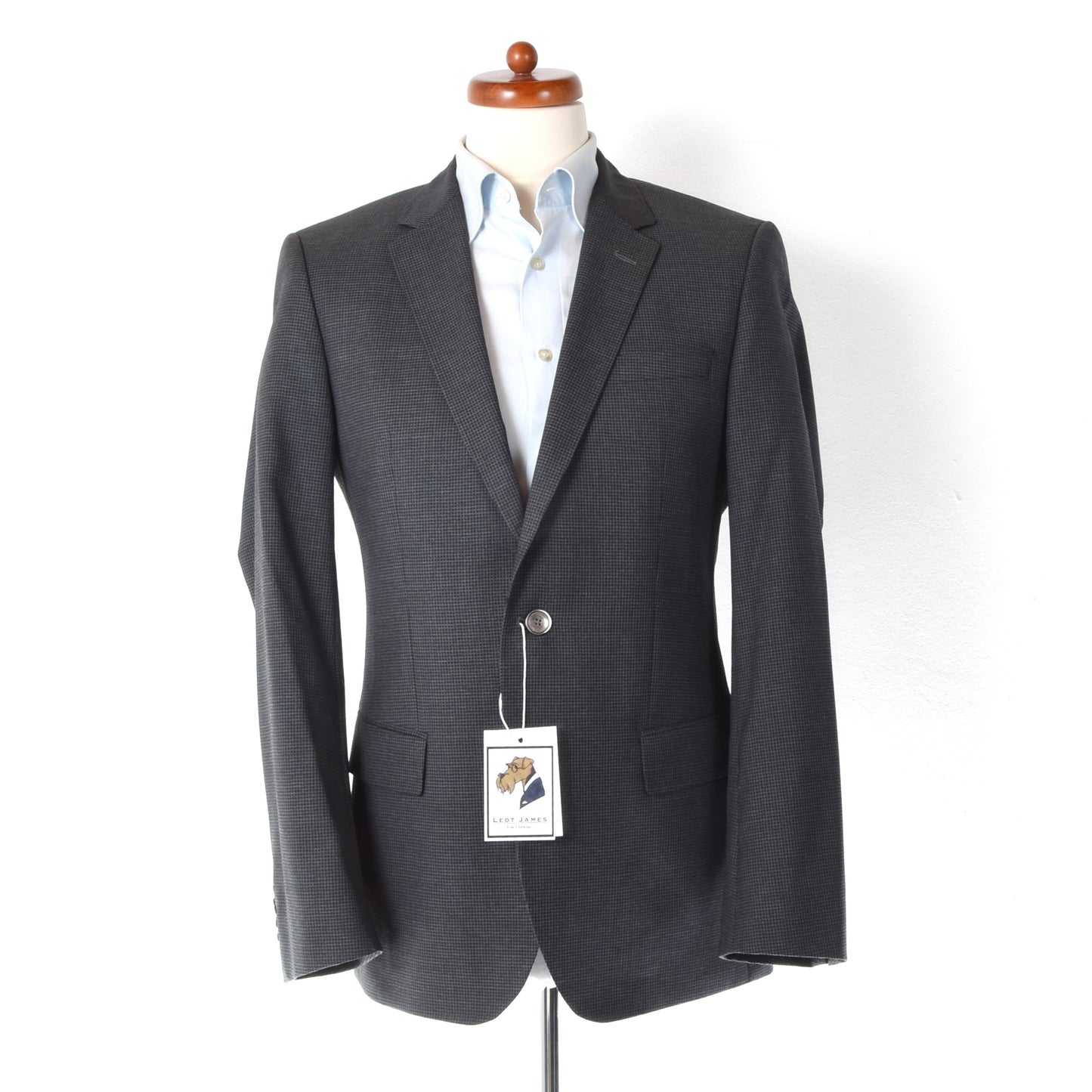 Hugo Boss Wool Jacket Size 48 ca. 52cm - Grey Micro Houndstooth