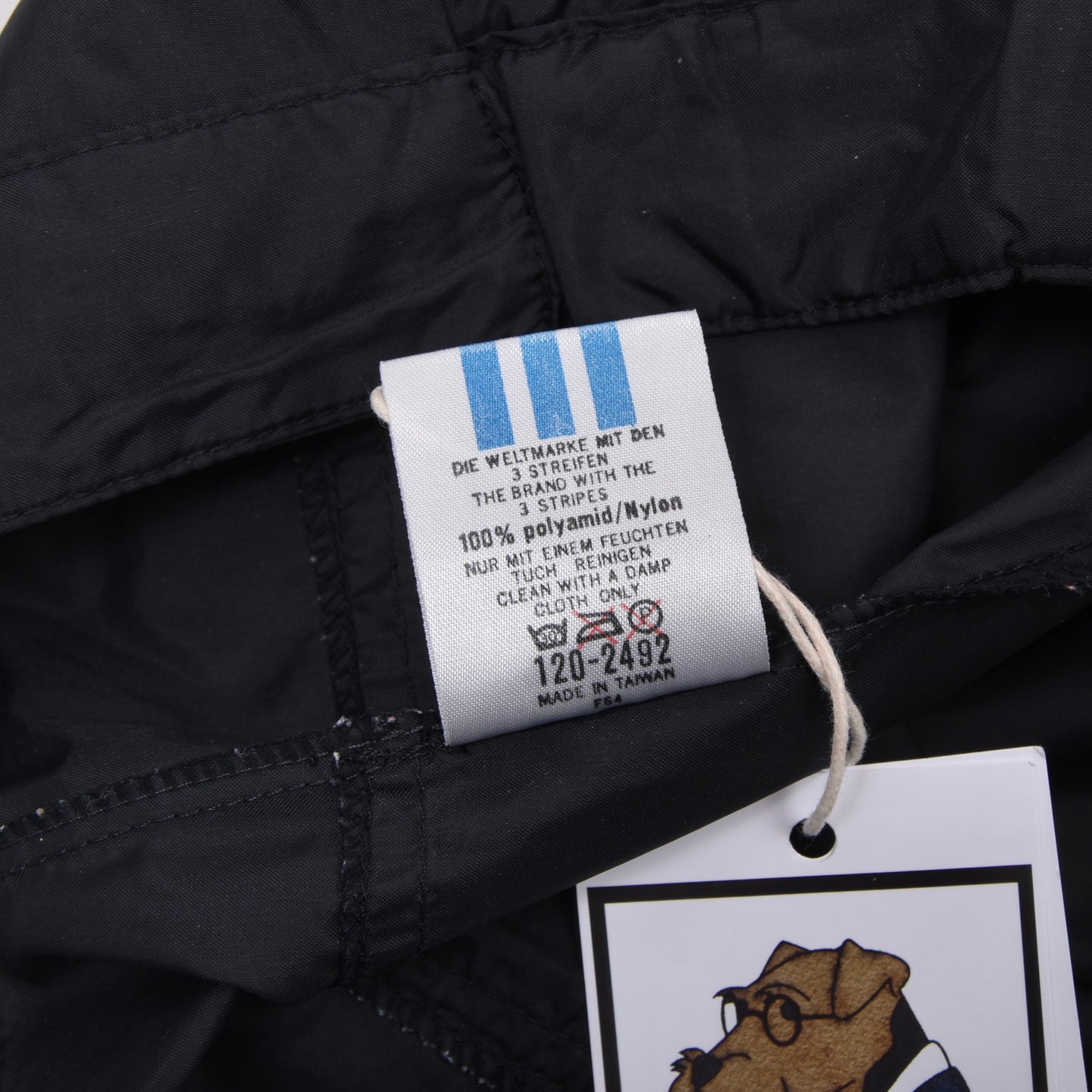 Vintage 80er Adidas Nylon-Regenhose Größe D50 ca. 48cm - Schwarz