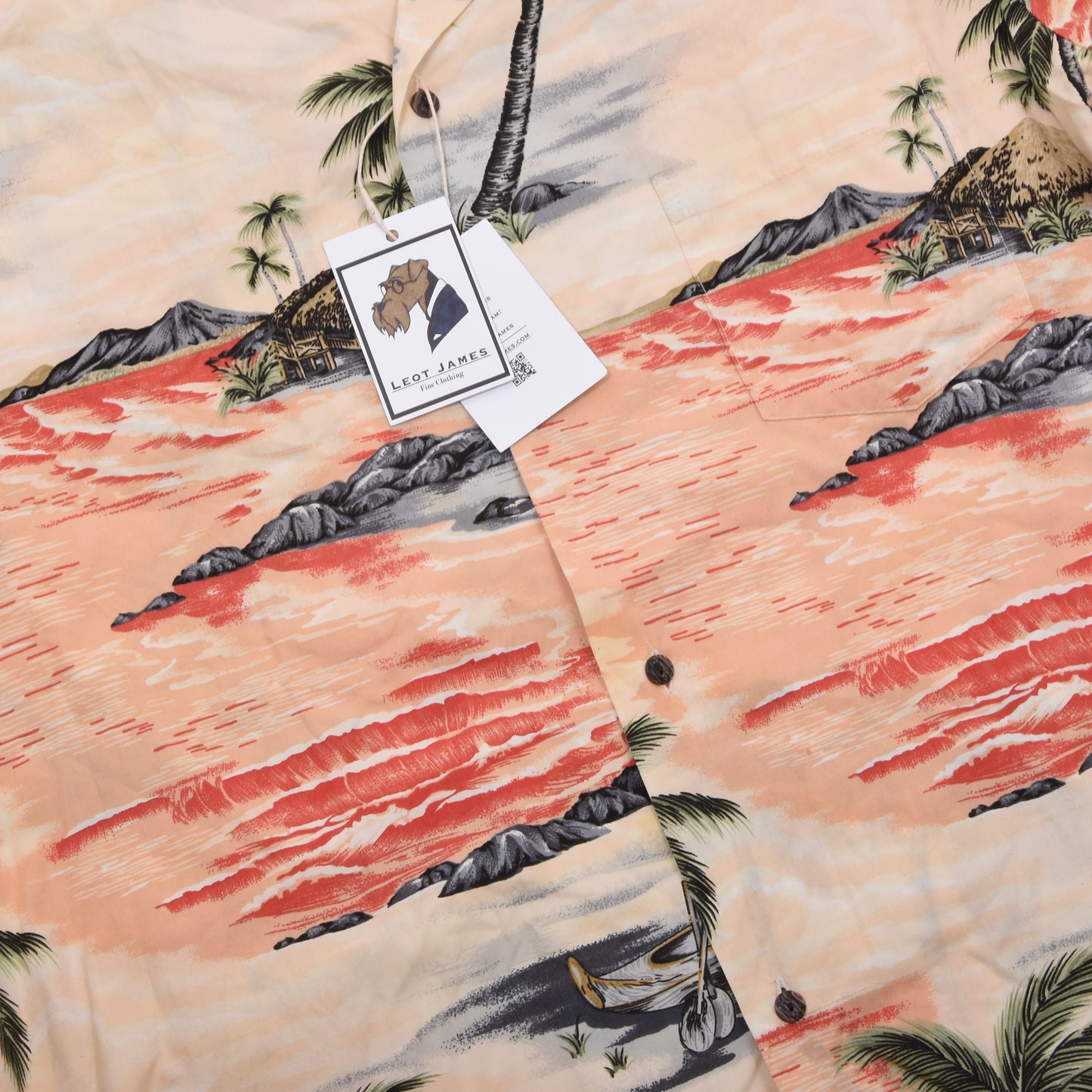 Royal Creations Aloha Shirt Size XL ca. 64cm Made in Hawaii - Palm Print