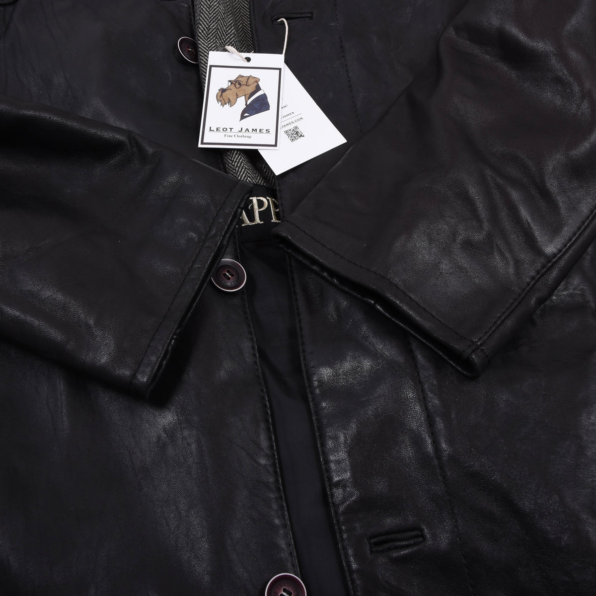 Trapper Lamb Nappa Leather Jacket Size 58 - Black