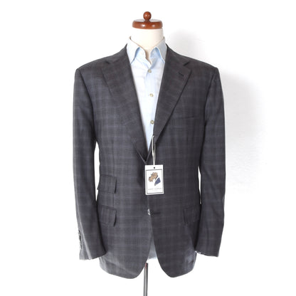 Kiton Napoli 13.2 Micron Wool Suit Size 54  ca. 57.5cm - Grey Plaid