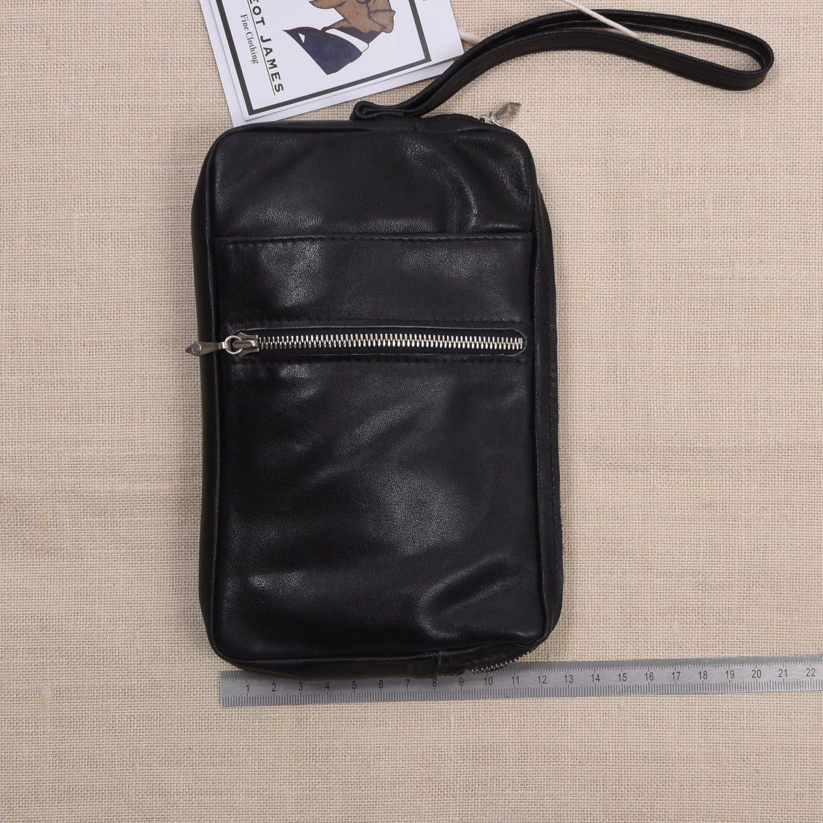 NOS Butterweich Leder Reiseetui/Pouch ca. 20cm - Schwarz
