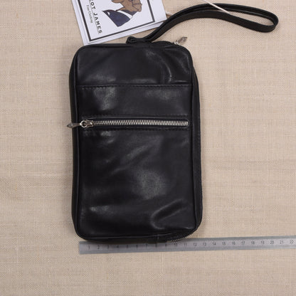 NOS Butterweich Leder Reiseetui/Pouch ca. 20cm - Schwarz
