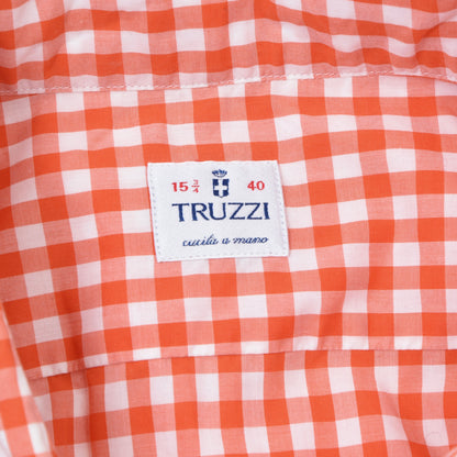 Truzzi Milano Shirt Size 40/15 3/4 - Orange & White