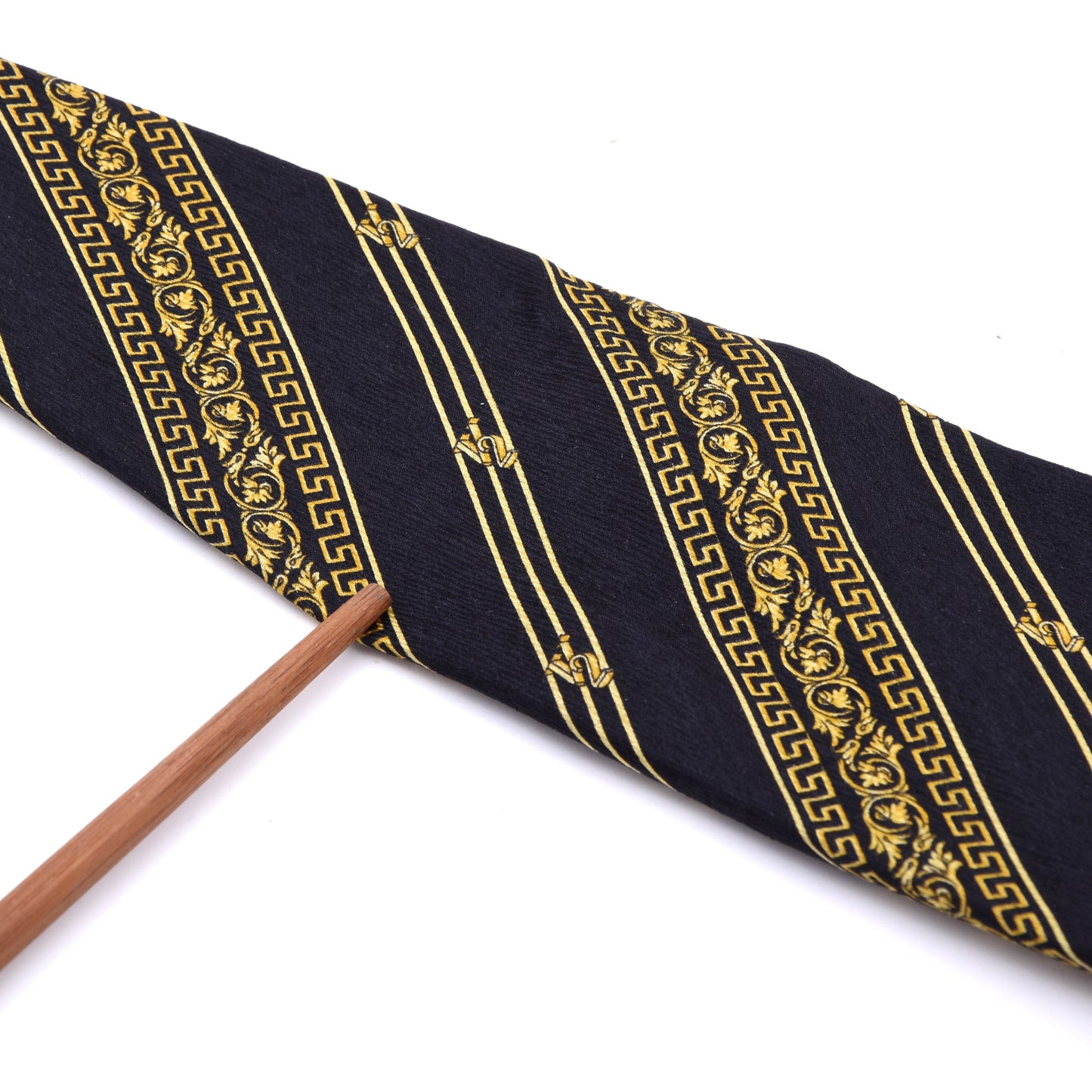 Vintage V2 Versace Seidenkrawatte ca. 150cm/9cm - Schwarz/Gold Barock